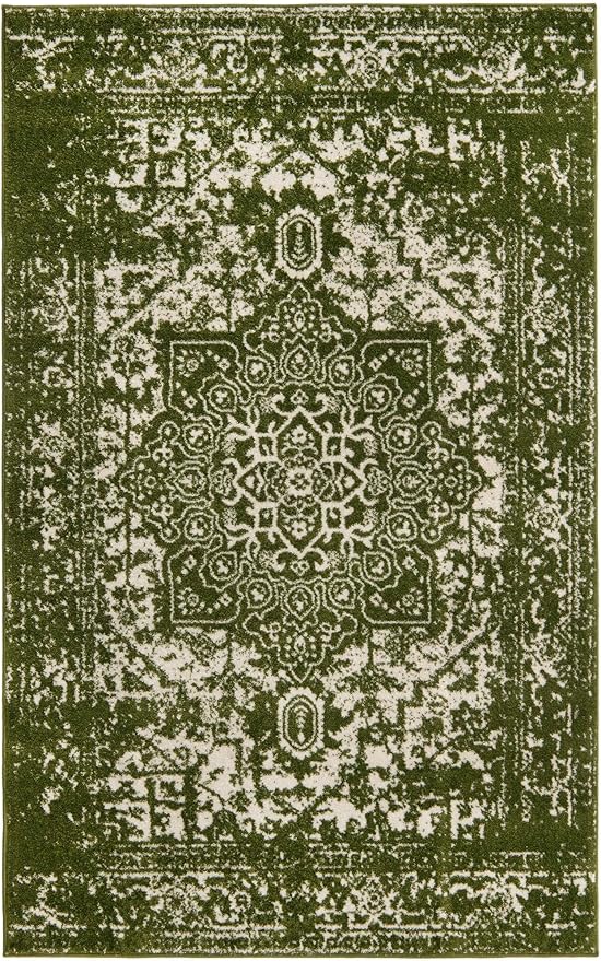 Rugs.com Arlington Collection Rug – 5' x 8' Green Medium-Pile Rug Perfect for Living Rooms, Large Dining Rooms, Open Floorplans