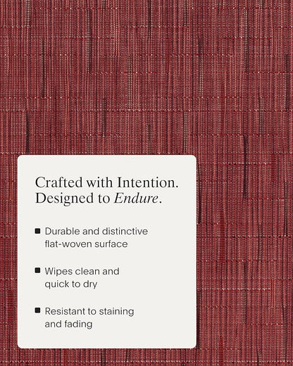 Chilewich Bamboo Placemats Set of 4 - Woven Rectangle Placemats - Reusable, Stain-Resistant, Indoor/Outdoor Tabletop Protection - 18.5" x 13.5" - Cranberry