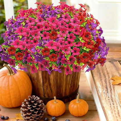 10 Bundles Spring Artificial Flowers for Outdoor,UV Resistant Fade Proof Outdoor Fake Flowers, No Maintenance Needed for Porch, Yard, Garden Decor-Fully Enjoy Your Free Time