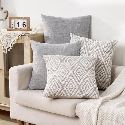 hpuk Decorative Pillow Covers Couch Pillow Covers Throw Pillow Covers for Couch, Sofa, Bed, 17x17 Inch Set of 4 Polyester Farmhouse Pillow Covers, Grey