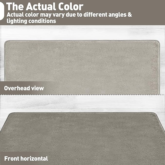 PURE ERA Carpet Stair Tread Landing Mat Area Rug Ultra Plush Shag Soft Non Slip Skid Resistant Tape Free Indoor Doormat Washable Reusable Cream Gray 2' X 3'