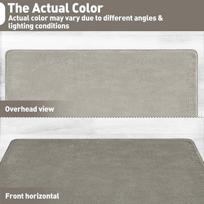 PURE ERA Carpet Stair Tread Landing Mat Area Rug Ultra Plush Shag Soft Non Slip Skid Resistant Tape Free Indoor Doormat Washable Reusable Cream Gray 2' X 3'