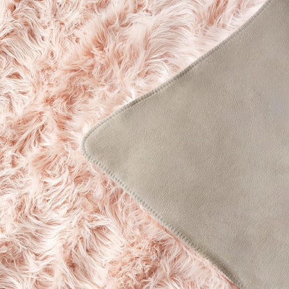 SAFAVIEH Faux Sheep Skin Collection 2' x 3' Light Pink FSS115U Silken Glam 2.35-inch Thick Accent Rug