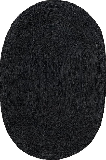 nuLOOM Oval 3x5 Rigo Jute Hand Woven Area Rug, Black, Solid Farmhouse Design, Natural Fiber, For Bedroom, Living Room, Dining Room, Hallway, Office, Kitchen, Entryway