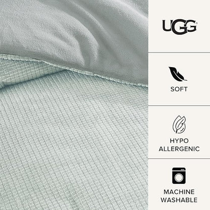 UGG Remina Comforter Set 5 Piece Bed in a Bag with Throw Blanket, Decorative Pillow, Shams, and Reversible Comforter Hypoallergenic Washable Luxury Fluffy Bedding Set, King, Blue Green Clear Creek
