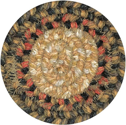 Homespice Russet Jute Braided Coasters 4", Warm Country Decor, Set of 6, Multicolor - Durable, Absorbs Moisture, Easy to Clean and Protects Furniture