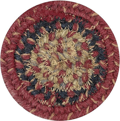 Homespice Highland Jute Braided Rope Coasters 4", Warm Lodge and Cabin Decor, Set of 6, Multicolor - Durable, Absorbs Moisture, Easy to Clean and Protects Furniture