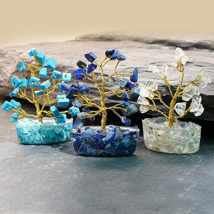 KARMAPLEDGE Healing Crystal Tree of Life Gifts for Women, Set of 12 Handmade 7 Chakra Healing Crystal Tree for Home Decor, Office Decor, Positive Energy, Money, Good Luck Gifts Mom