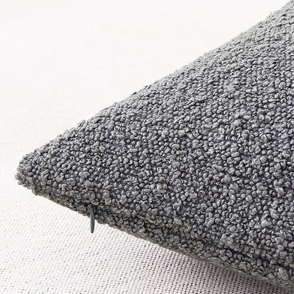 Mixhug Decorative Boucle Throw Pillow Covers, Dark Gray, 12 x 20 Inches, Pack of 2 - Textured Boho Pillow Covers for Couch and Bed