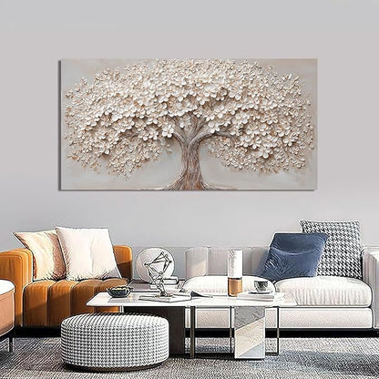 Canvas Wall Art Decor Oversized Wall Art Pictures for Living Room Large Tree of Life Wall Art Decor Canvas Art Wall Decor Modern White Wall Art Prints Artwork for Walls Bedroom Office Decor 35" X 70"
