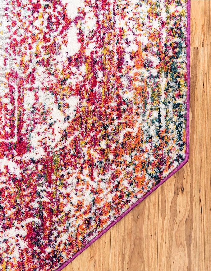 Rugs.com Arlington Collection Rug – 5 Ft Octagon Multi Medium-Pile Rug Perfect for Living Rooms, Kitchens, Entryways