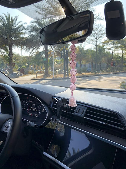 Healing Crystals Home Interior Decoration Car Hanging Ornaments Good Luck Home Decor for Reiki Healing Good Luck Feng Shui Decorations (Rose Quartz)