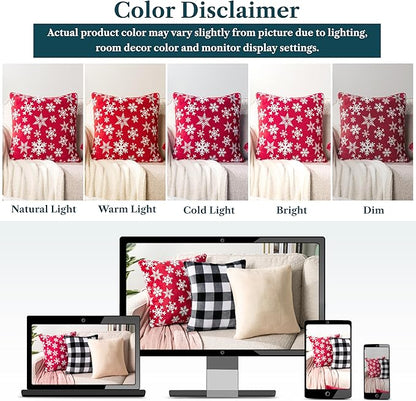 PAVILIA Holiday Throw Pillow Covers 20x20 Set of 2, Decorative Pillow Cases Bed Sofa Couch, Christmas Winter Accent Decor Cushion Bedroom Living Room, Velvet Square Euro Sham Covers, Snowflake Red