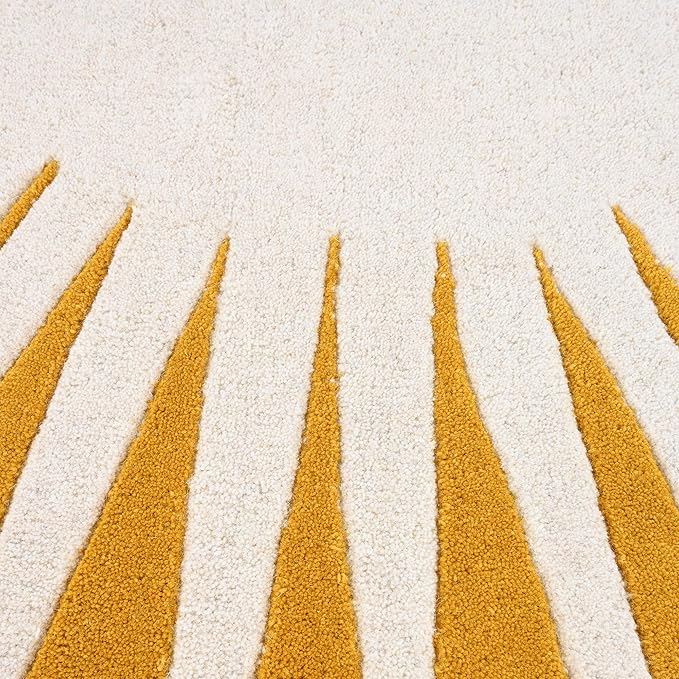 Modern Round Area Rug – Hand-Tufted with 100% NZ Wool, Thick & Soft Circular Carpet for Living Room, Bedroom & Dining Room Decor (Mustard, 8' Round)