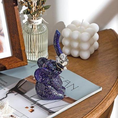 PUDDING CABIN Purple Elephant Ring Holder Cute Ring Organizer Stand Display, Unique Elephant Gift for Women Mom Mother's Day Birthday Engagement Bridesmaid Christmas Gift