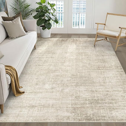5x7 Area Rugs Living Room: Washable Large Neutral Beige Rug Abstract Soft Modern Stain Resistant Indoor Floor Non-Slip Carpet for Bedroom Nursery Kids Office Playroom Dining Room Under Table Home