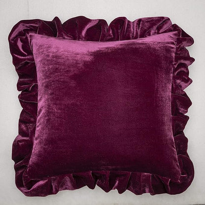 Velvet Throw Pillow Cover Soft Decorative Luxurious Solid Square Cushion Case for Sofa Couch Bedroom Farmhouse,Pack of 2, 18 x 18 Inches, Amaranth