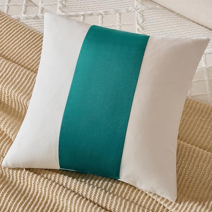 AmHoo Pack of 2 Velvet Panel Cotton Pillow Covers Decorative Pillowcase Cushion for Couch Sofa Bedroom 20 x 20-Inch Teal Green