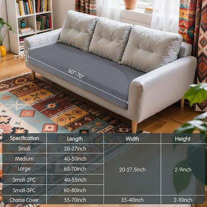 Hokway Couch Cushion Covers Stretch Cushion Covers Sofa Seat Cushion Slipcover Cushion Protector(Light Gray, Large)