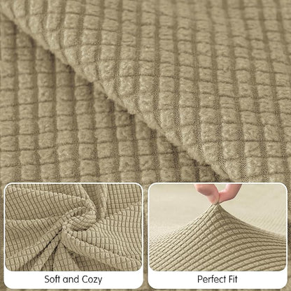 Hokway Stretch Chaise Cover Individual Couch Cushion Slipcovers Reversible Cushion Protector Slipcovers Sofa Cushion Protector Covers (Chaise Cover, Sand)