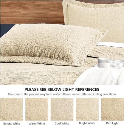 Love's cabin King Size Quilt Set Camel Bedspreads - Soft Bed Fall Lightweight Bedspread Comforter - Modern Style Coin Pattern Coverlet for All Season - 3 Pieces (1 Quilt, 2 Pillow Shams)