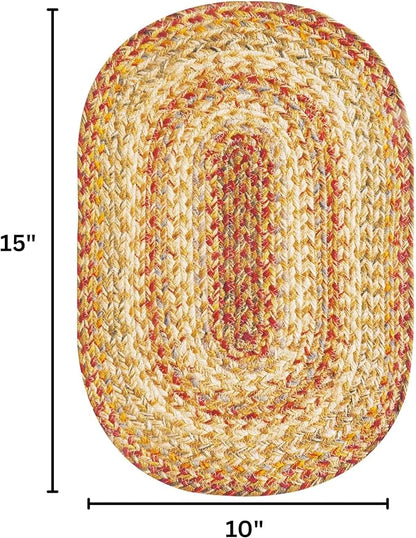 Homespice Harvest Premium Jute Braided Placemat Set of 4 Oval 10x15 Beige, Tan Reversible, Natural Jute Yarn Rustic, Country, Primitive, Farmhouse Style