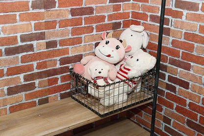 16" Wide Rectangular Sturdy Hand Welded Farmhouse Metal Wire Basket with Rustic Wooden Bottom For Shelves, Closet Storage Bins for Shelves. Also For Laundry, Towel, Spice Rack, Tool Box (16"x12")