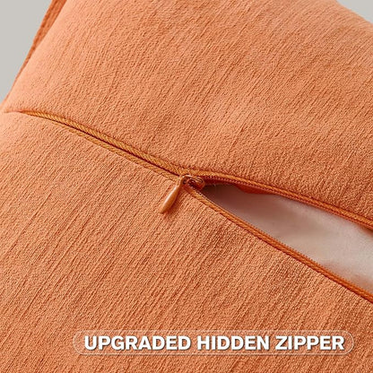 FUTEI Orange Chenille Throw Pillow Covers 26x26 Inch Set of 2,Edges Double-Stitched Euro Pillow Shams,Modern Home Decor for Couch Living Room