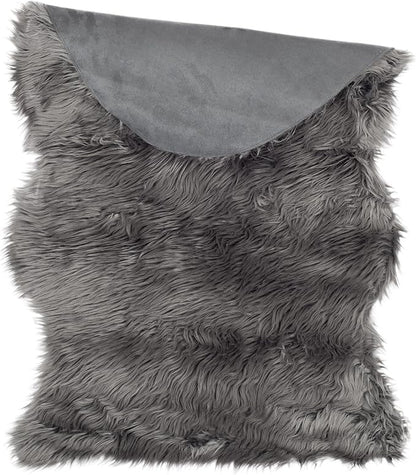 SAFAVIEH Faux Sheep Skin Collection 3' x 5' Grey FSS115D Silken Glam 2.35-inch Thick Area Rug