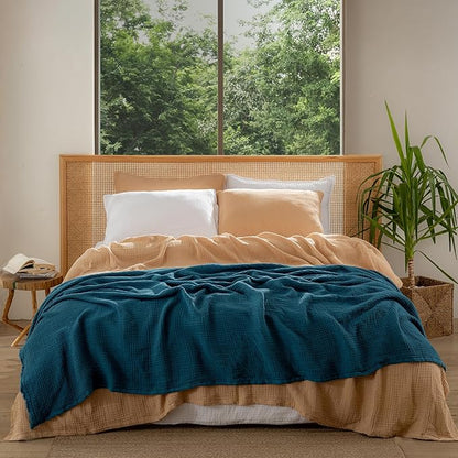 Muslin Blanket - Pure 100% Turkish Cotton Airy Soft Light Versatile Gauze Throw Blanket for Bed, Couch, Sofa (Beige, Twin XL Size (71" x 95" inch))