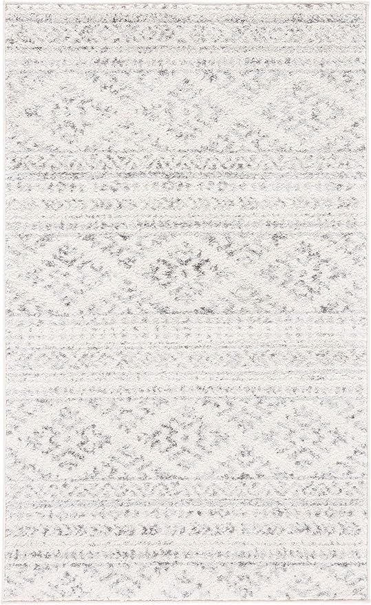 SAFAVIEH Area Rug 3x5 - Tulum Collection - Ivory & Grey, Moroccan Boho Tribal Design, Non-Shedding & Easy to Clean, Ideal for Entryway, Foyer, Accent Space, Bedroom (TUL272A)
