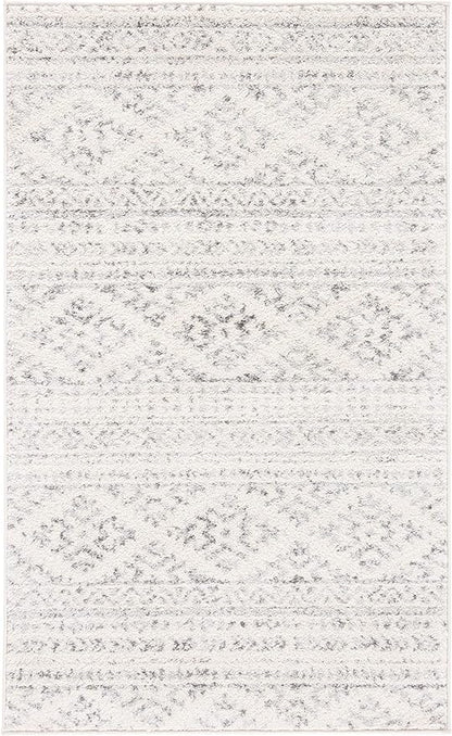 SAFAVIEH Area Rug 3x5 - Tulum Collection - Ivory & Grey, Moroccan Boho Tribal Design, Non-Shedding & Easy to Clean, Ideal for Entryway, Foyer, Accent Space, Bedroom (TUL272A)