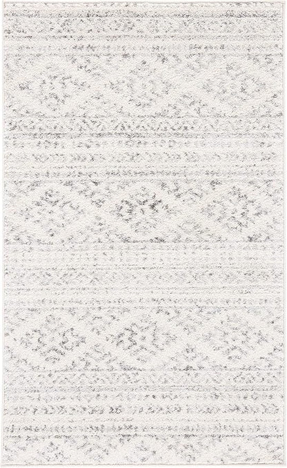 SAFAVIEH Tulum Collection Accent Rug - 2' x 5', Ivory & Grey, Moroccan Boho Tribal Design, Non-Shedding & Easy to Clean, Ideal for Front Door, Kitchen, Entryway, Foyer (TUL272A)