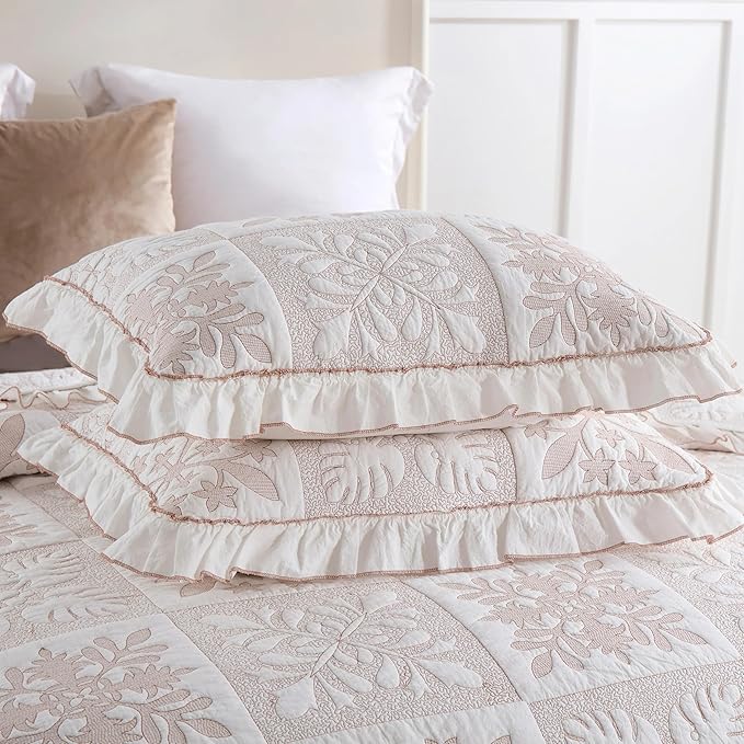 MarCielo 3-Piece 100% Cotton Oversized Bedspread Lightweight Quilt Coverlet Embroidery Farmhouse Bedding Set (TJ Colorful,King (112"x102"))