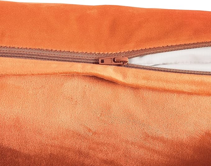 FY FIBER HOUSE Pack of 2 Velvet Throw Pillow Covers Decorative Square Pillowcase Soft Solid Cushion Case for Sofa/Couch Use, 18 x 18 Inch Orange