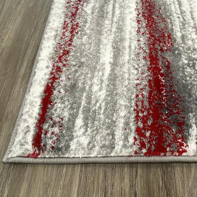 LUXE WEAVERS Modern Abstract Red 2x7 Area Rug
