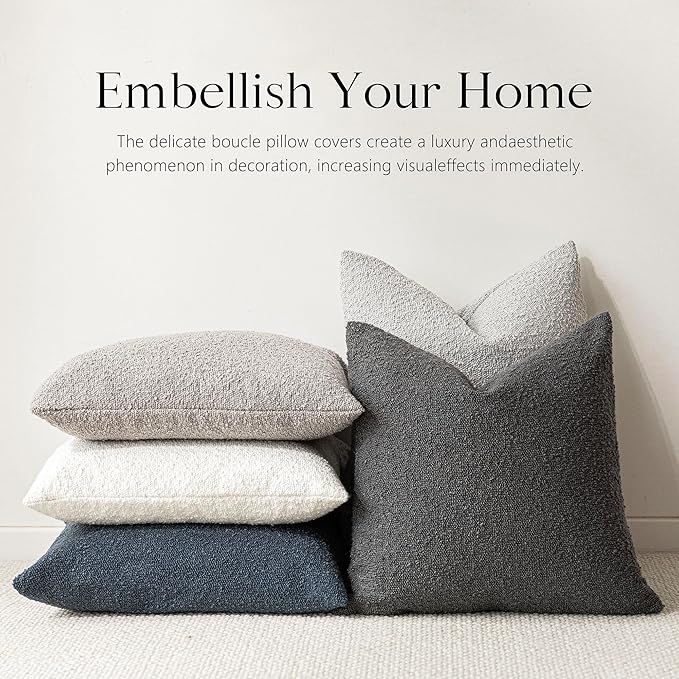 Foindtower Decorative Textured Boucle Throw Pillow Covers Accent Solid Pillow Cases Neutral Long Body Lumbar Couch Cushion Case for Chair Sofa Bedroom Living Room Home Decor 14x36 Inch,1PC,Dark Grey