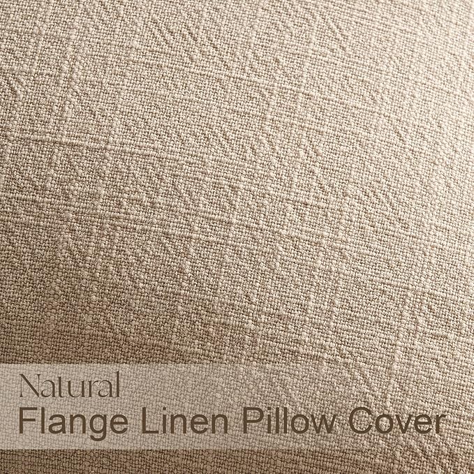 Neutral Pack of 4 Solid Linen Pillow Covers Decorative Modern Press Edge Design Throw Pillow Covers Soft Accent Boho Couch Pillowcases Farmhouse for Living Room Bed Sofa 16x16 Inch