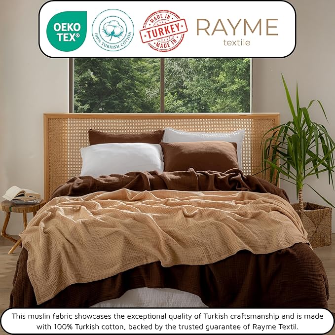 Muslin Blanket - Pure 100% Turkish Cotton Airy Soft Light Versatile Gauze Throw Blanket for Bed, Couch, Sofa (Beige, Twin XL Size (71" x 95" inch))