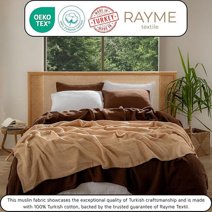 Muslin Blanket - Pure 100% Turkish Cotton Airy Soft Light Versatile Gauze Throw Blanket for Bed, Couch, Sofa (Beige, Twin XL Size (71" x 95" inch))