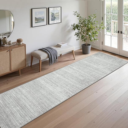 Valenrug Washable Rugs 2x12 - Stain Resistant 2x12 Area Rugs for Living Room, Non Slip Backing Large Area Rugs for Bedroom, Folable Machine Washable Area Rug (2'x12', Grey)