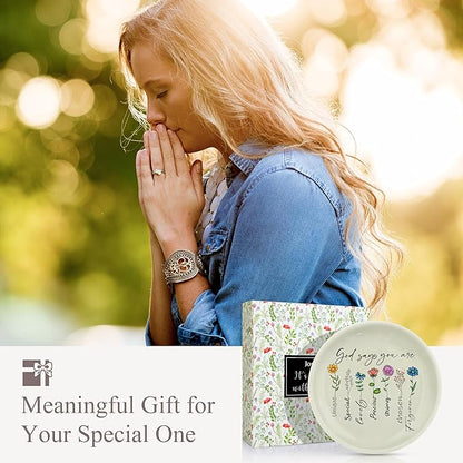 JoycuFF Christian Gifts for Women Faith,Inspirational Religious Ceramic Ring Jewelry Dish Gifts for Christians Christmas