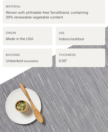 Chilewich Bamboo Placemats Set of 4 - Woven Oval Placemats - Reusable, Stain-Resistant, Indoor/Outdoor Tabletop Protection - 19" x 14" - Fog