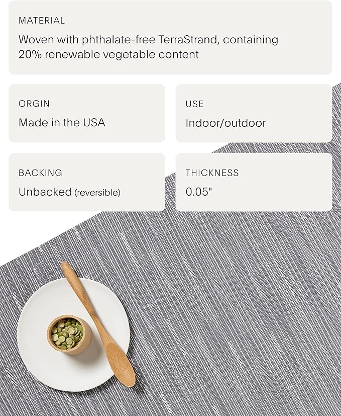 Chilewich Bamboo Placemats Set of 4 - Woven Rectangle Placemats - Reusable, Stain-Resistant, Indoor/Outdoor Tabletop Protection - 18.5" x 13.5" - Fog