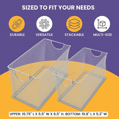Ybm Home Mesh Storage Box, Silver Mesh Great for School Home or Office Supplies, Books, Computer Discs and More (1, 7.75 x 4.3 x 4.3)