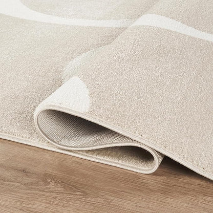 Abani Deco Collection Area Rug - Beige Modern Abstract Ribbon Design - 2' x 3' - for Living Room, Bedroom & Office