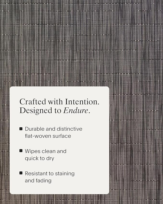 Chilewich Bamboo Placemats Set of 4 - Woven Oval Placemats - Reusable, Stain-Resistant, Indoor/Outdoor Tabletop Protection - 19" x 14" - Grey Flannel