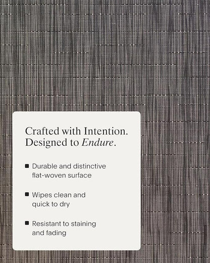 Chilewich Bamboo Placemats Set of 4 - Woven Oval Placemats - Reusable, Stain-Resistant, Indoor/Outdoor Tabletop Protection - 19" x 14" - Grey Flannel