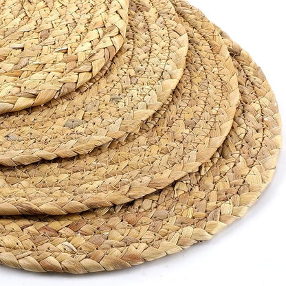 Bencailor 6 Pcs Jute Woven Placemats Natural Braided Placemats Heat Resistant Decorative Table Mats Set of 6 Boho Vintage Table Mats for Christmas Home Dining Kitchen Parties Decoration(Oval)