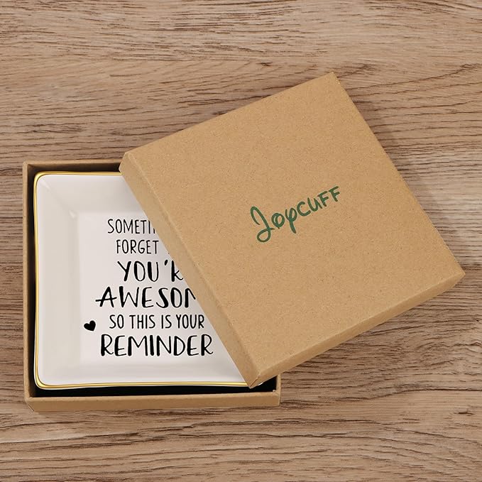 JoycuFF Inspirational Birthday Gifts for Women Ring Dish, Best Friends You're Awesome Gifts For Women Her Mom Sister Coworker Christmas